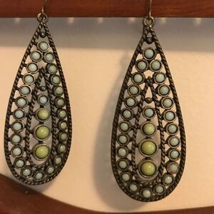 Teardrop ceramic beaded earrings. 
